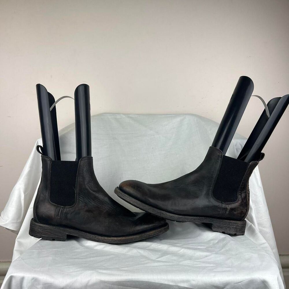 Frye Tyler Ankle Chelsea Boots Mens Black Leather Stretch Side Size 11